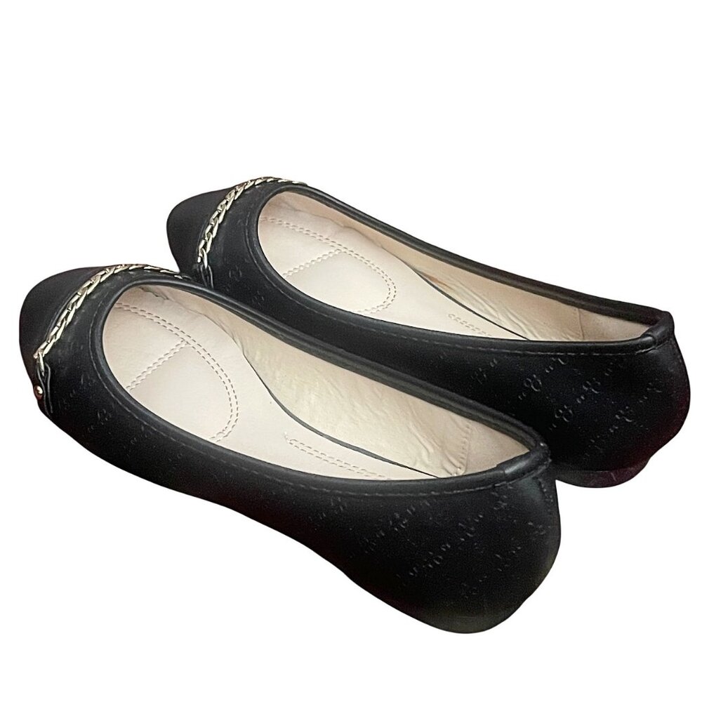 Bella Marie Women's Round Toe Ballet Flat Slip On Shoes w/Gold Chain Accent 6.5 - Picture 5 of 7